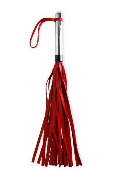 Pletenica od kože crvena sa drškom hrom - 58 cm.