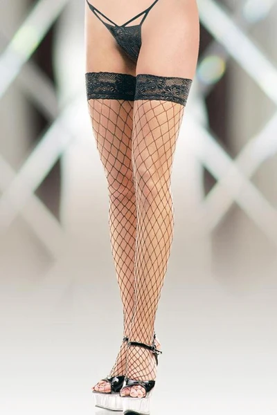 Čarape u veliku mrežu (sa silik. pruge) Crna-XL