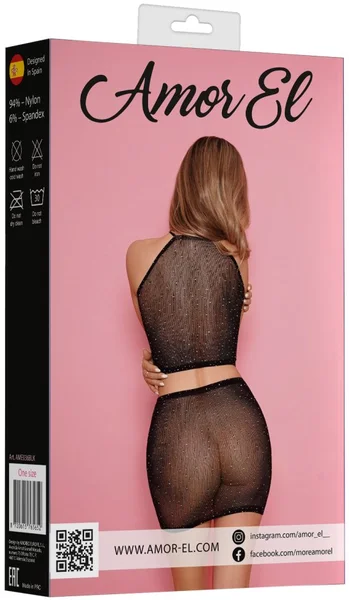 Komplet od vrha i suknje od rhinestona (Crna)