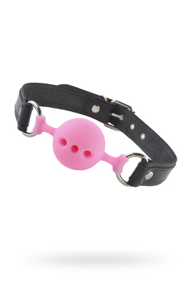 Silikonska ružičasta kugla sa trakama od prave kože sa rupama