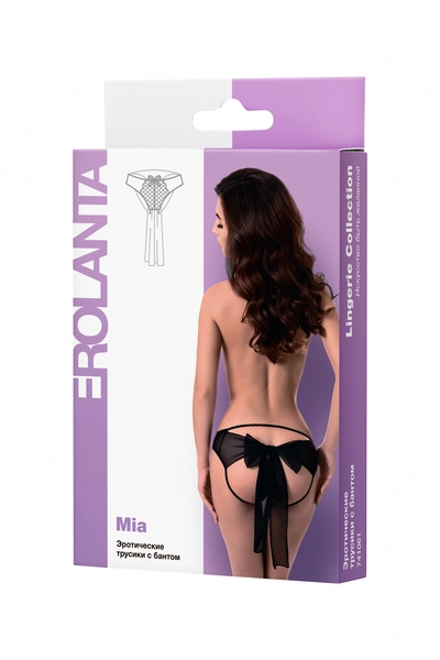 Erotske Gaćice Erolanta Lingerie Collection od mrežaste mrežice sa mašnom, crne (42-44)