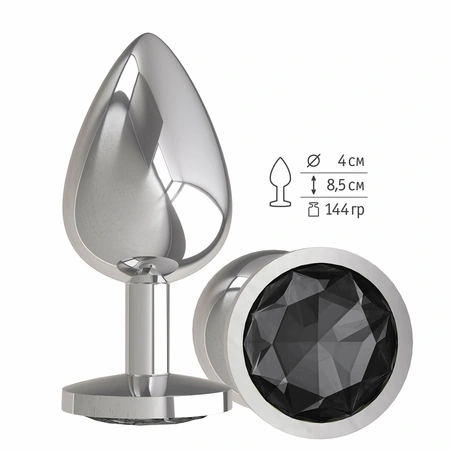 Srebrna analna čaura sa crnim kristalom je velika