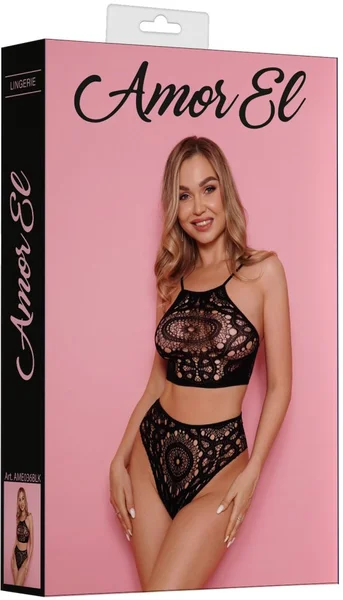 Komplet vrhova i gaćica sa uzorkom koleidoskopa (Crna)