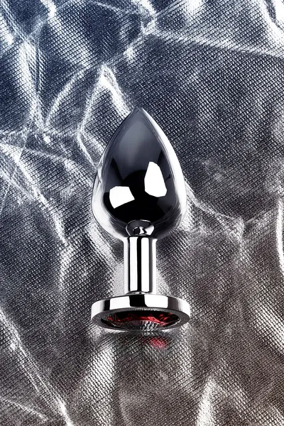 Analna čaura Metal bi TOIFA, metal, srebro, sa crvenim kristalom, 8 cm, Ø 3,4 cm, 85 g