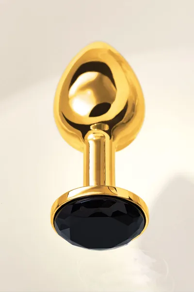 Analna čaura Metal bi TOIFA, metal, zlato, sa crnim kristalom, 7,5 cm, Ø 3 cm, 145 g