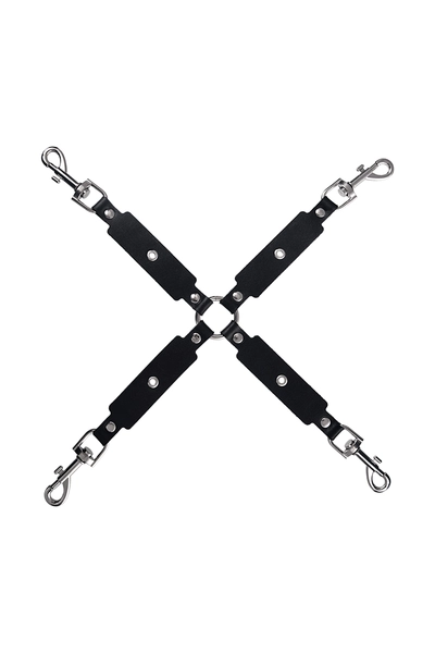 Pecado BDSM kvačilo, ukršteno sa karabinerima, za držanje ruku i nogu, koža, crna