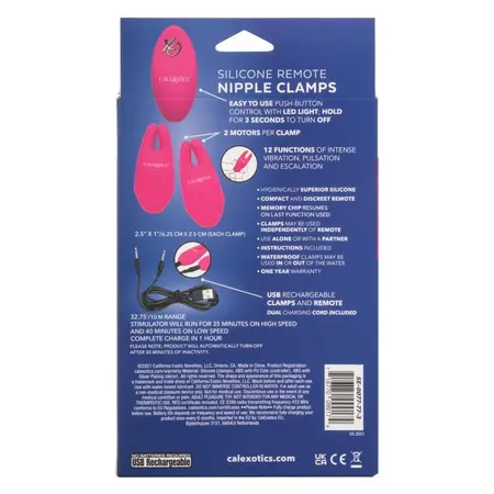 Stege za bradavice sa daljinskim upravljanjem REMOTE NIPPLE CLAMPS (pink)