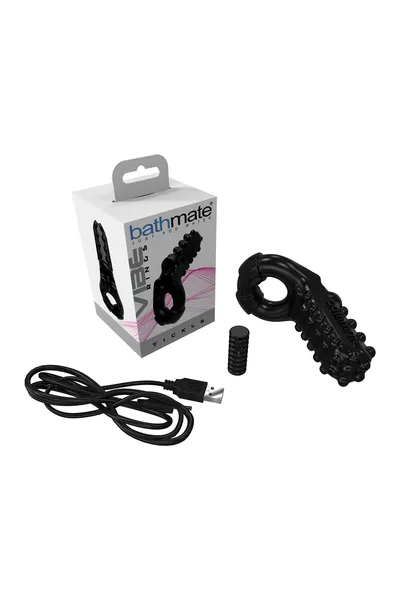 Vibrokolco na penis Bathmate Tickle, elastomex, Crna, Ø5 cm