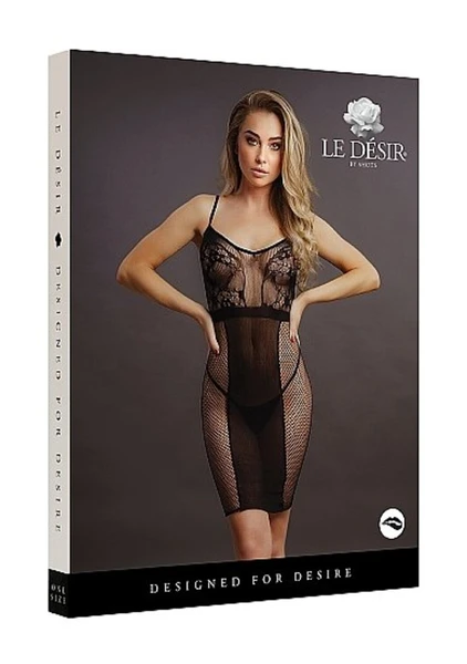 Miniplatьe na breteljkama Knee-Length Lace and Fishnet Dress