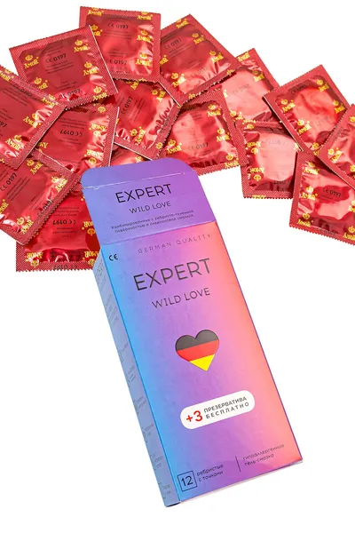 Ekpert Vild Love Germani kondomi 12pcs +(3 besplatno) rebrasti sa tačkama
