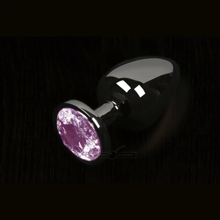 Analni čep mali sa ružičastim kristalom, grafit, 6 cm