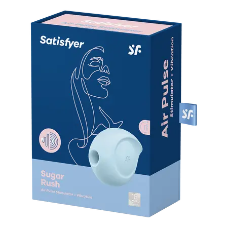 Vakuumski talasni stimulans sa Satisfier Sugar Rush vibracijom, svetlo plava