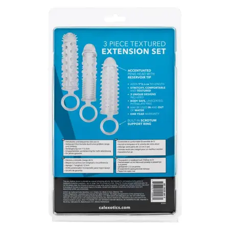 Set od tri dodatka za penis PIECE TEXTURED EXTENSION SET