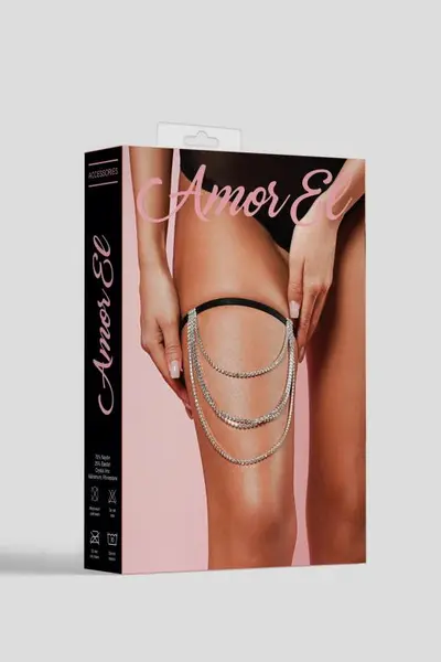 Podvezica sa ukrasnim lancem u kristalima OS Black