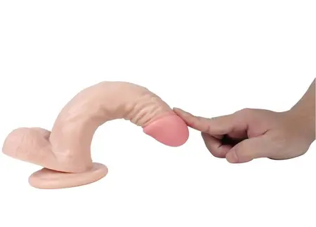 Real realistični dildo sa skrotumom na usisnoj čaši i gaćicama za kaiš, PVC, 21k4 cm.