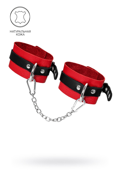 Pecado BDSM okovi, mekani, sa jednim kaišem sa ušicama, prirodna koža, crveno-crni