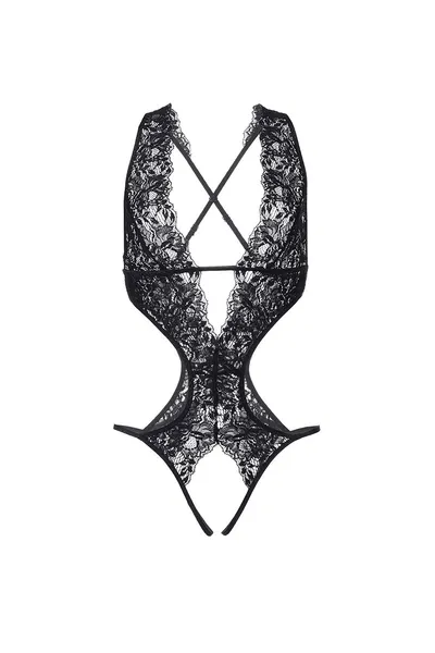 Erolanta Lingerie kolekcija erotskog tela sa dubokim dekolteom, čipkom, crnom (46-48)