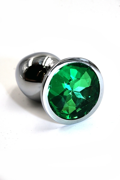 Srebrni Analni čep sa tamnozelenim kristalom (mali)