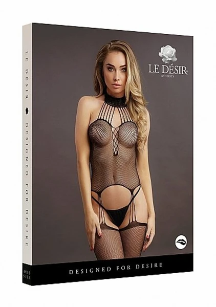 Ketsuit (bodi-kombinezon) Suspender Fishnet Choker-O / S