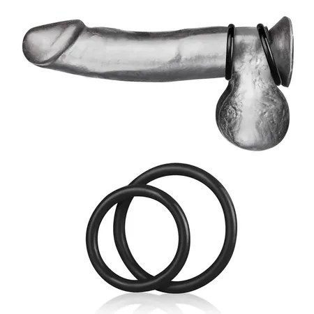Set od dva crna Silikonska prstena različitog prečnika Silicone Cock Ring set