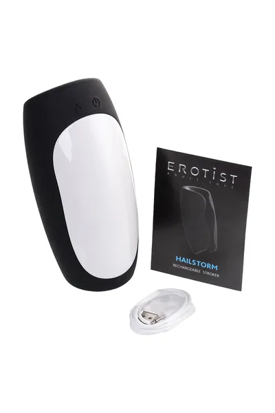 Erotist Hailstorm Masturbator sa električnom stimulacijom i vibracijom, silikon, Crna, 14,7 cm