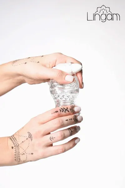 Masturbator nerealan Lingam bi TOIFA Shakti, TPE, transparentan, 9 cm