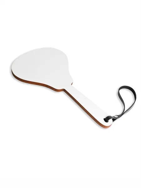 Paddle meko srce crno od prave kože, drveta i HDF premaza bele boje