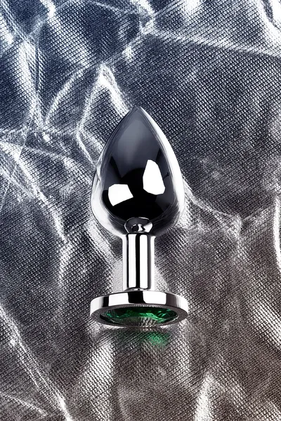 Analna čaura Metal bi TOIFA, metal, srebro, sa zelenim kristalom, 8 cm, Ø 3,4 cm, 85 g