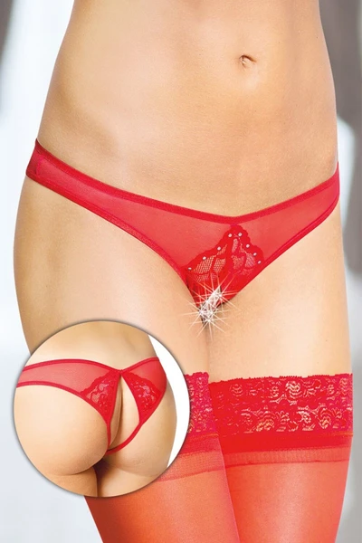 Gaćice otvorene sa ukrasima Softline Collection, crvena, S / M