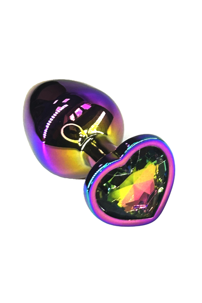 Aluminijumski Analni čep sa neohromnim kristalom u obliku srca (srednji)