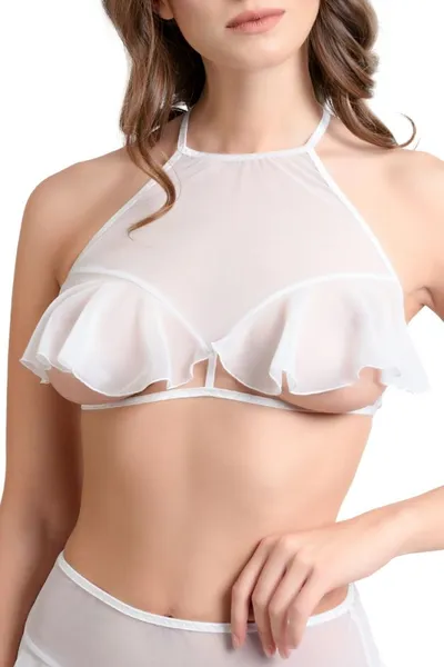 Erotski Bralette Erolanta Karen sa otvorenim grudima, bela (46-48)