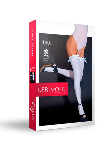 Čvrste bele čarape sa satenskim mašnama (Sense) S / M