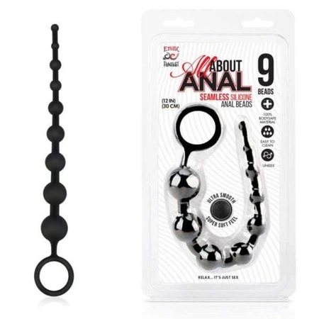 Luxuzne analne perle od silikona 9 kuglica crne
