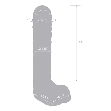 Dildo transparentan sa skrotumom 8in Realistic Ribbed Glass Dildo