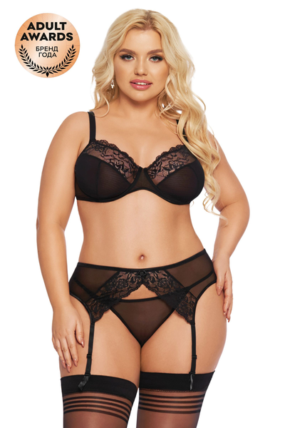 Softline Collection Marella kit (grudnjak, tange i kaiš za čarape), crna, XL