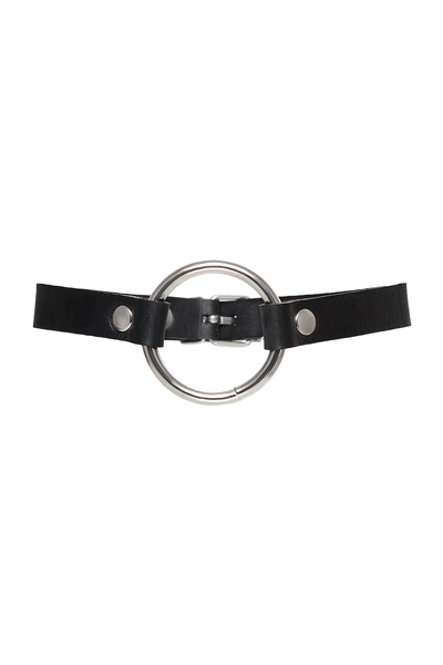 Pecado BDSM Choker, sa okruglim prstenom, model 1, koža, crna
