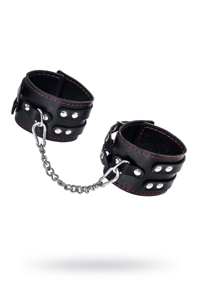 Okovi Pecado BDSM, sa dve trake i crnom oblogom, prirodna koža, crna
