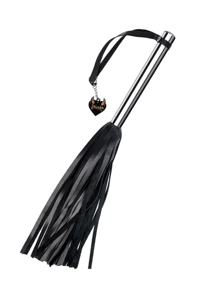 Bič veliki Pecado BDSM, metalna drška, crni bičevi, prirodna koža