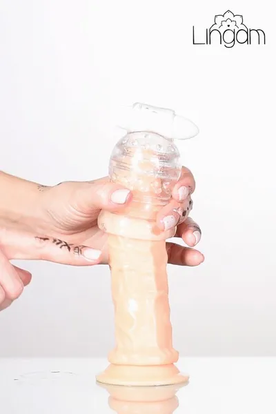 Masturbator nerealan Lingam bi TOIFA Shakti, TPE, transparentan, 9 cm