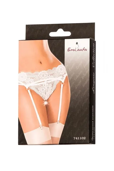 Erotski komplet Erolanta Lingerie Collection: pojas za čarape i gaćice čipka, bela (50-52)