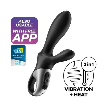 Satisfier Heat Climak + zečji Vibrator sa funkcijom grejanja, Crna
