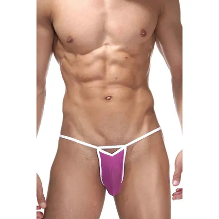 Gaćice muške tange ljubičaste na beloj elastici
