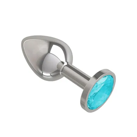 Srebrna analna čaura sa plavim kristalom mala