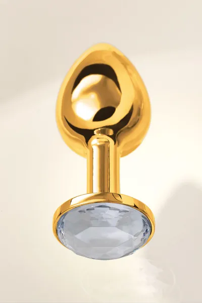 Analna čaura Metal bi TOIFA, metal, zlato, sa belim kristalom, 7,5 cm, Ø 3 cm, 145 g