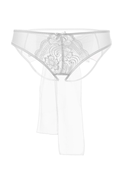 Erolanta Lingerie Collection erotske gaćice od rastezljive mreže sa mašnom, bele (46-48)