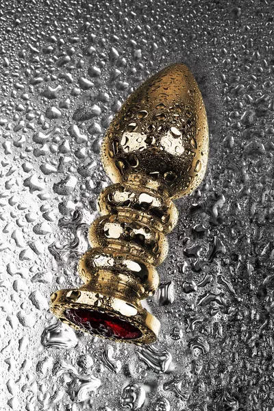 Analna čaura Metal bi TOIFA, metal, zlato, sa crvenim kristalom, 10,5 cm, Ø 4 cm, 165 g