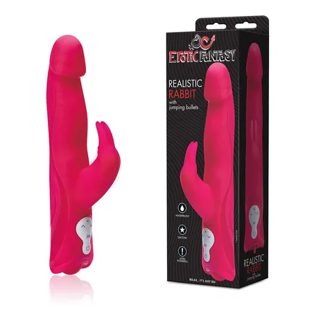 Vibracioni masažer sa realističnom glavom i 3 motora Jumping Bullets Pink