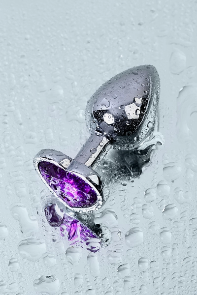 Analni rhinestones sa ljubičastim kristalom, metal, srebro, 7 cm (u paketu)