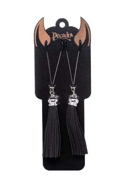 Pecado BDSM kopče za bradavice, viljuške, sa resicama od antilopa, metal, Crna