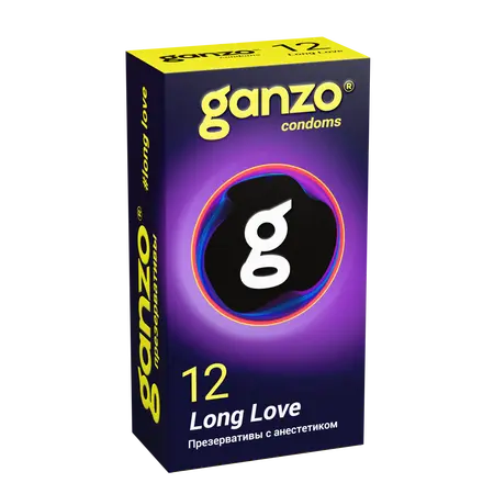 Kondomi Ganzo Long Love, sa anestetičkim efektom, latex, 18 cm, 12 kom.